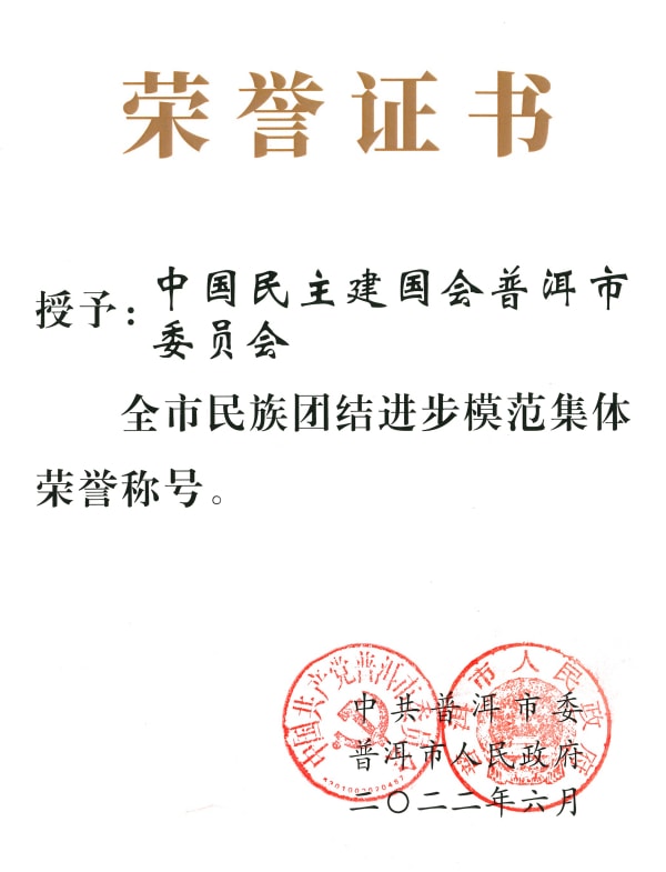 民建普洱市委获评普洱市第六次民主团结进步模范集体表彰300K.jpg